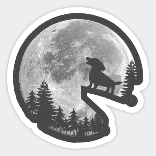 Dachshund Howling Moon Sticker